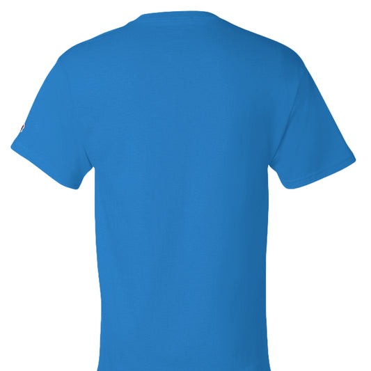 ROYAL BLUE - BACK Rep your motivation with the Showup Showout Champion T-shirt. Premium 100% cotton inspirational tee perfect for those who chase their dreams. Classic fit with Champion quality. Show up, show out!