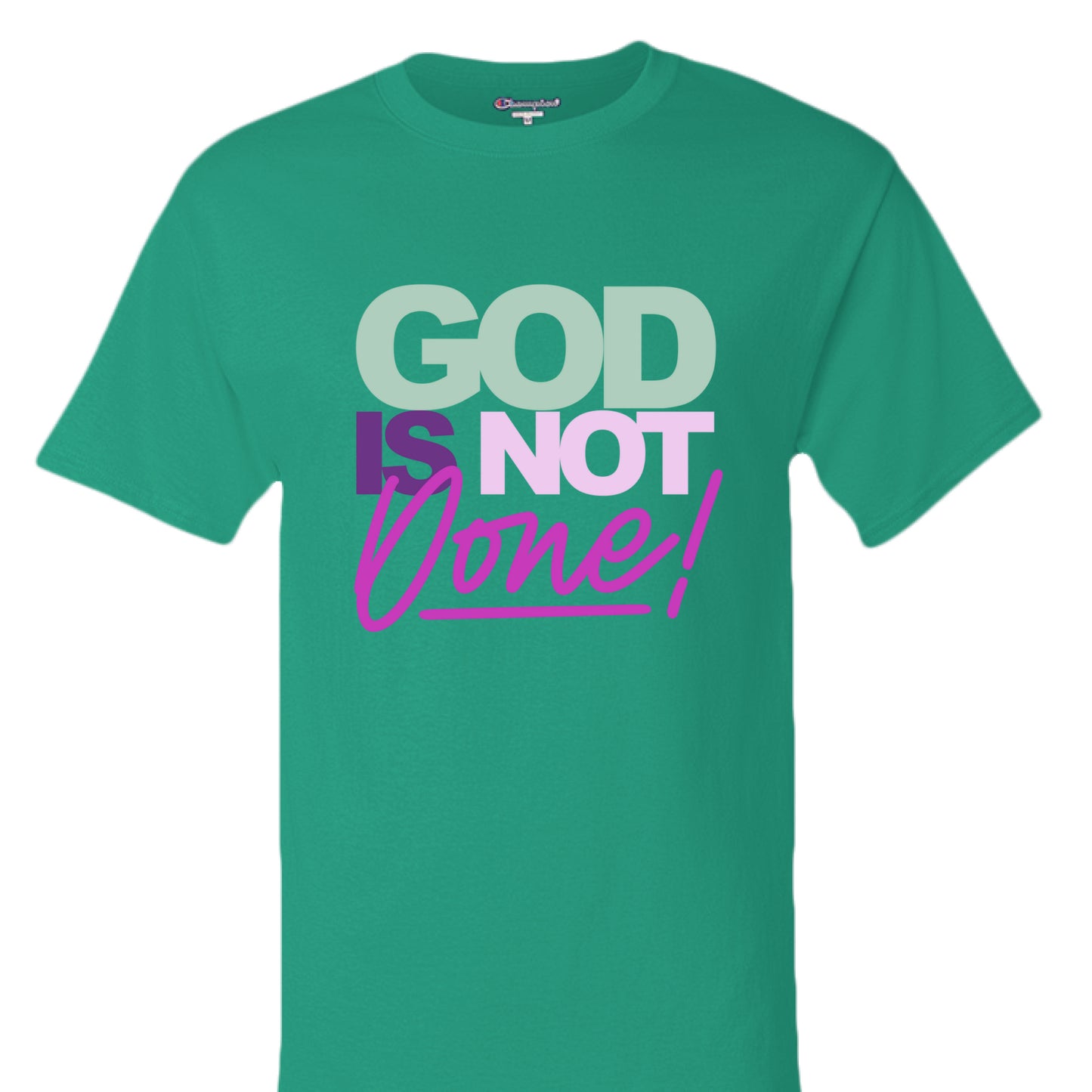 KELLY GREEN - FRONT Rep your motivation with the Showup Showout Champion T-shirt. Premium 100% cotton inspirational tee perfect for those who chase their dreams. Classic fit with Champion quality. Show up, show out!