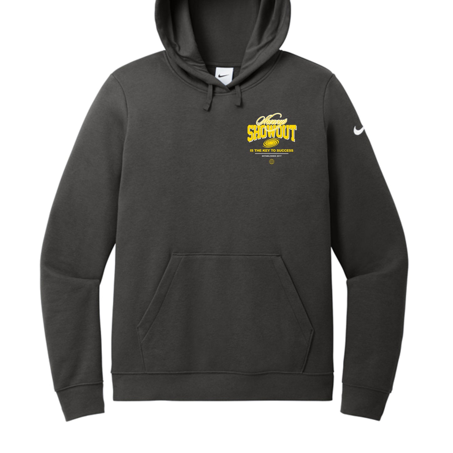 Anthracite - FRONT Showup Showout Ladies Nike Hoodie in Anthracite with inspirational streetwear design