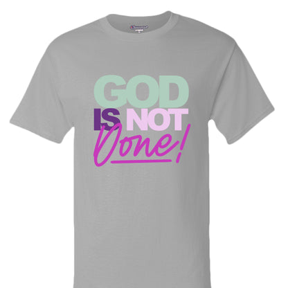 LIGHT STEEL - FRONT Rep your motivation with the Showup Showout Champion T-shirt. Premium 100% cotton inspirational tee perfect for those who chase their dreams. Classic fit with Champion quality. Show up, show out!