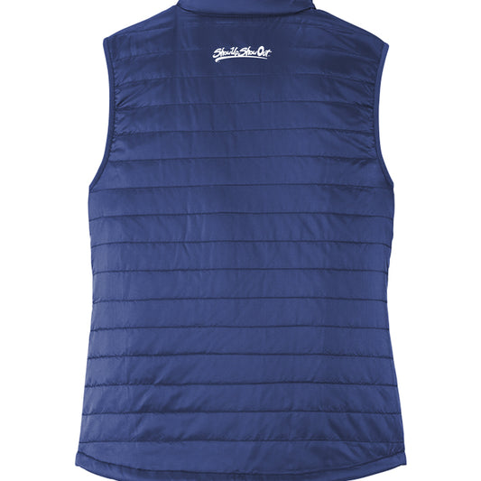Showup Showout Champion Crewneck Sweatshirt with motivational streetwear design Cobalt Blue - BACK
