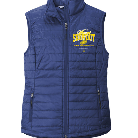 Showup Showout Champion Crewneck Sweatshirt with motivational streetwear design Cobalt Blue - FRONT