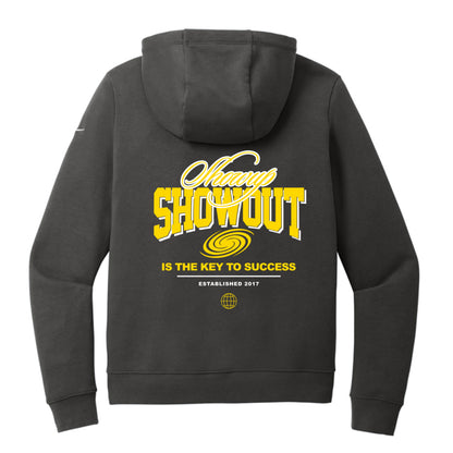 Anthracite - BACK  Showup Showout Ladies Nike Hoodie in Anthracite with inspirational streetwear design