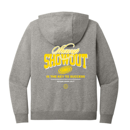 Dark Grey Heather - BACK Showup Showout Ladies Nike Hoodie in grey with inspirational streetwear design